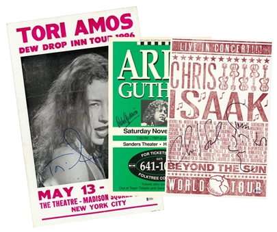Lot of (3) Musicians Signed Posters Featuring Tori Amos, Arlo Guthrie & Chris Isaak (Beckett)